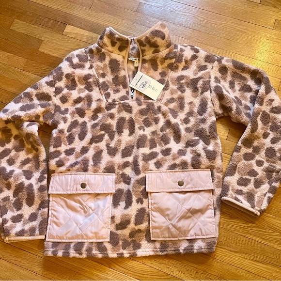 COMI BLU women’s athleisure 1/4 zip fleece pullover peach camo pattern |NWT |SM. - Picture 5 of 6